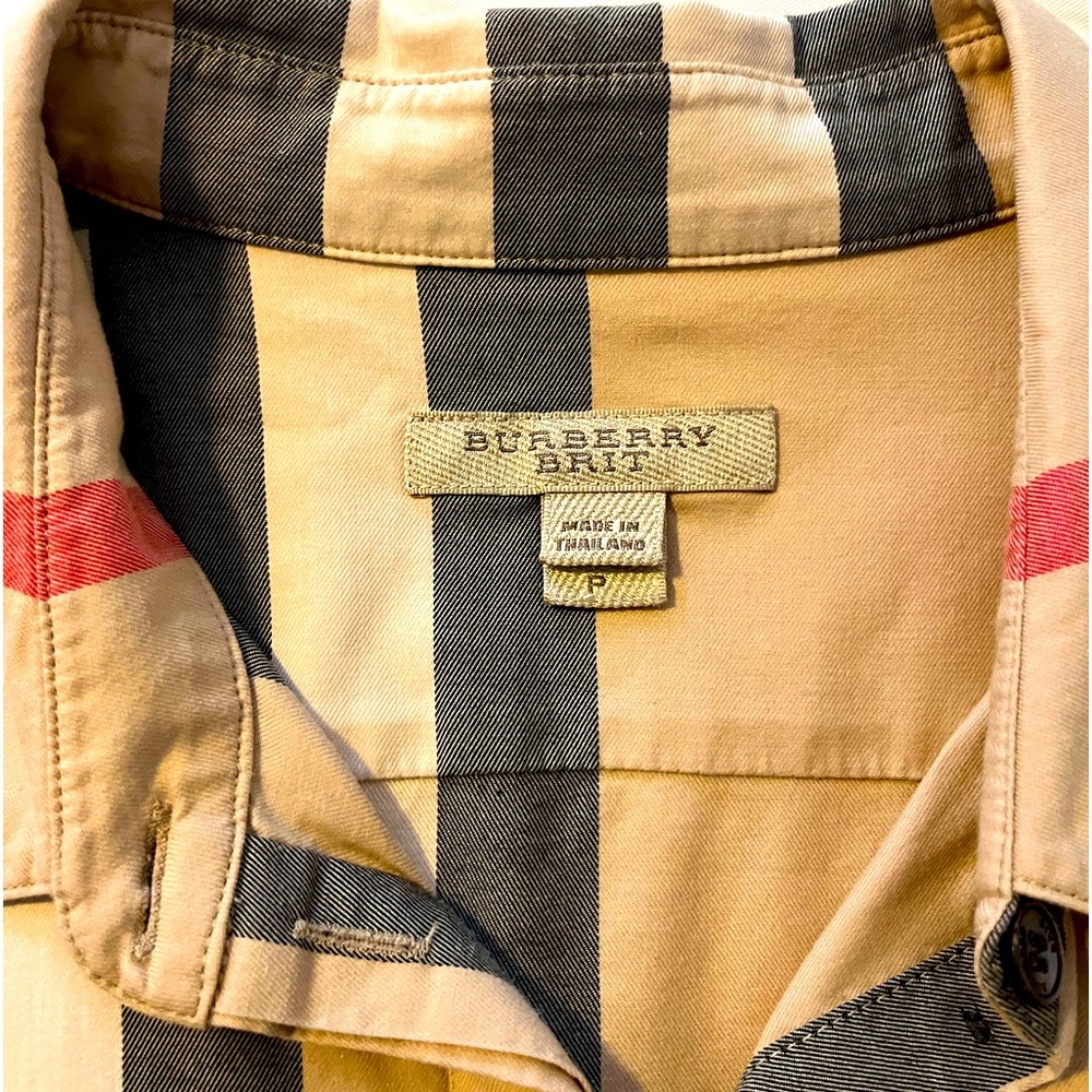 Burberry Brit Beige Cotton Novacheck Long Sleeve Button Shirt